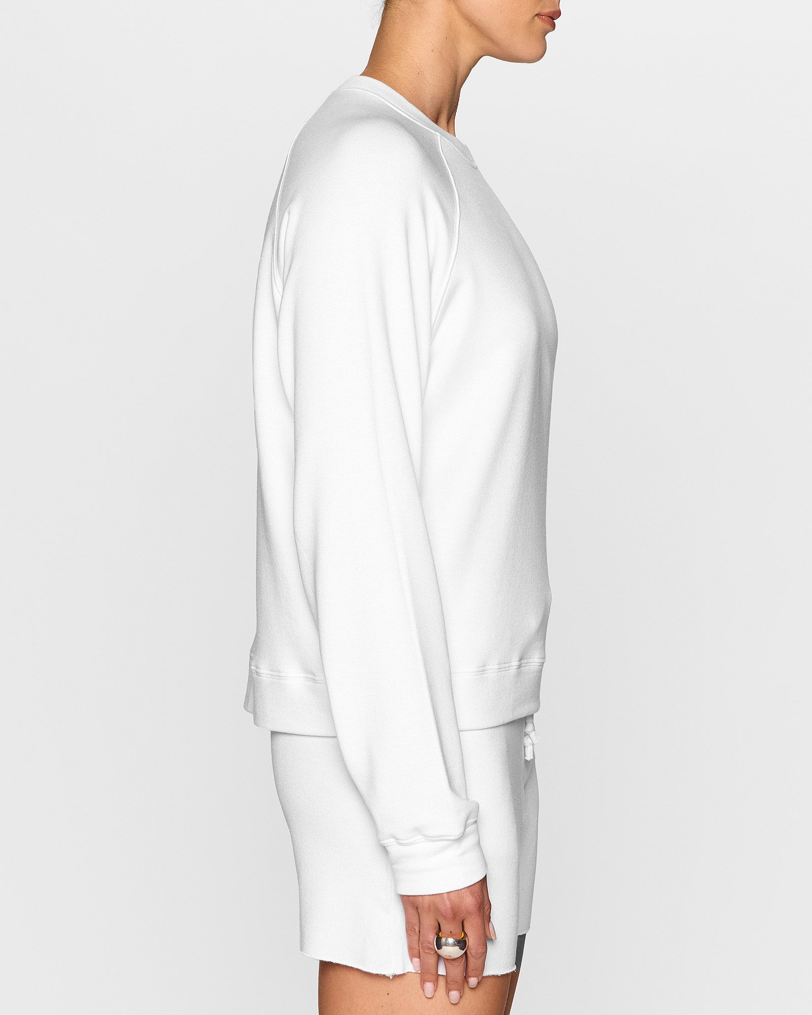 White | Women's Raglan Crew by Bleusalt