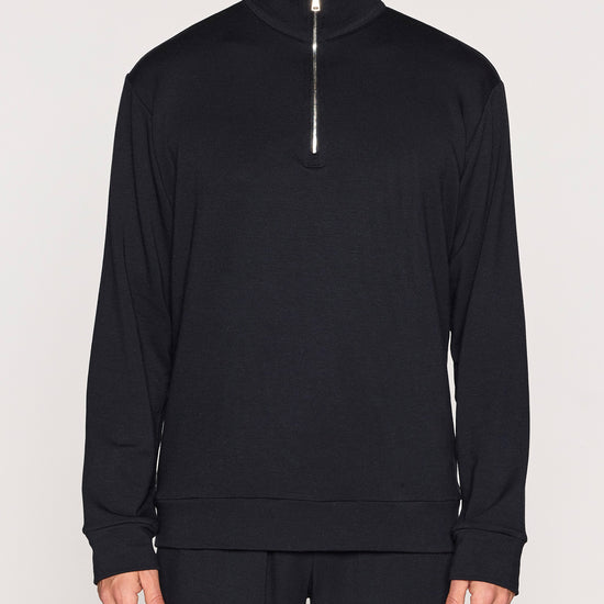 Black | The Men's 1/4 Zip Zipped Up Front