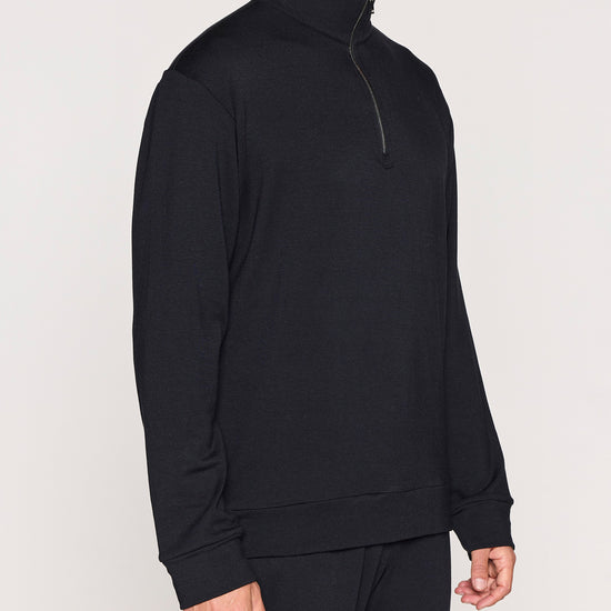 Black | The Men's 1/4 Zip Zipper Up Angle