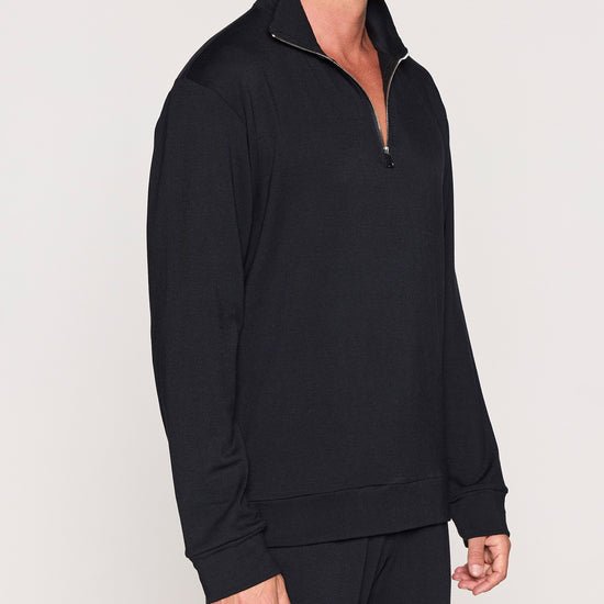 Black | The Men's 1/4 Zip Zipper Down Angle