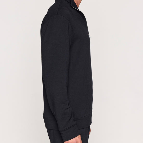 Black | The Men's 1/4 Zip - Zipper Down Side