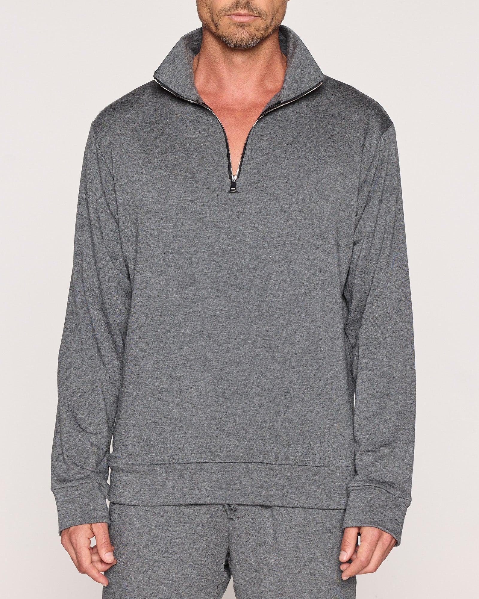 Dark Gray | The Men's 1/4 Zip - Zipper Down Front