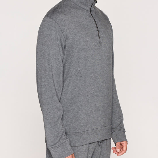 Dark Gray | The Men's 1/4 Zip - Zipper Up Angle