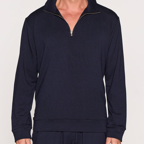Navy | The Men's 1/4 Zip - Zipper Down Front