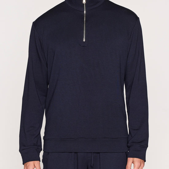 Navy | The Men's 1/4 Zip - Zipper Up Front