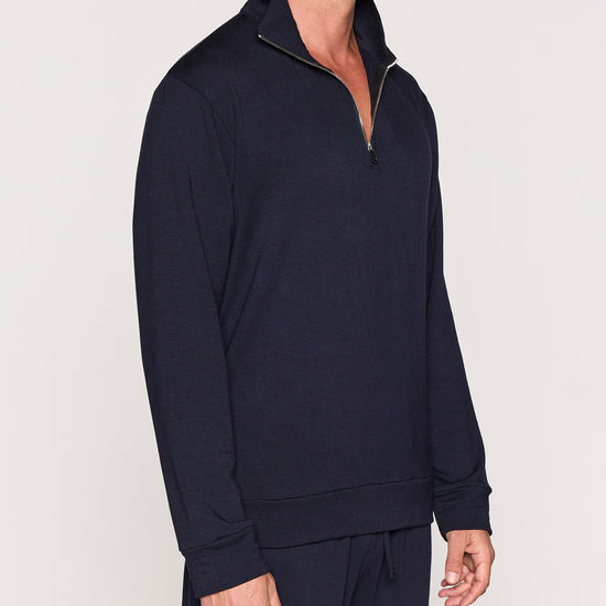 Navy | The Men's 1/4 Zip - Zipper Down Front