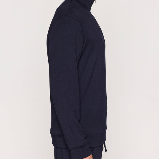 Navy | The Men's 1/4 Zip - Zipper Up Side