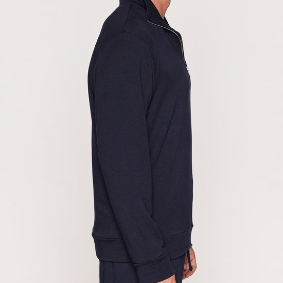 Navy | The Men's 1/4 Zip - Zipper Down Side