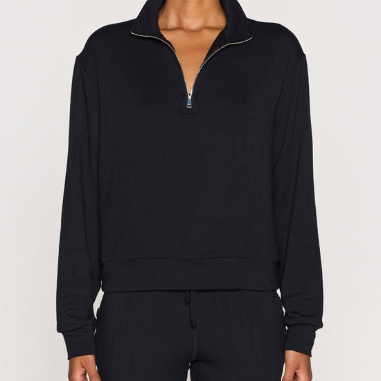 Black | Women's 1/4 Zip Front