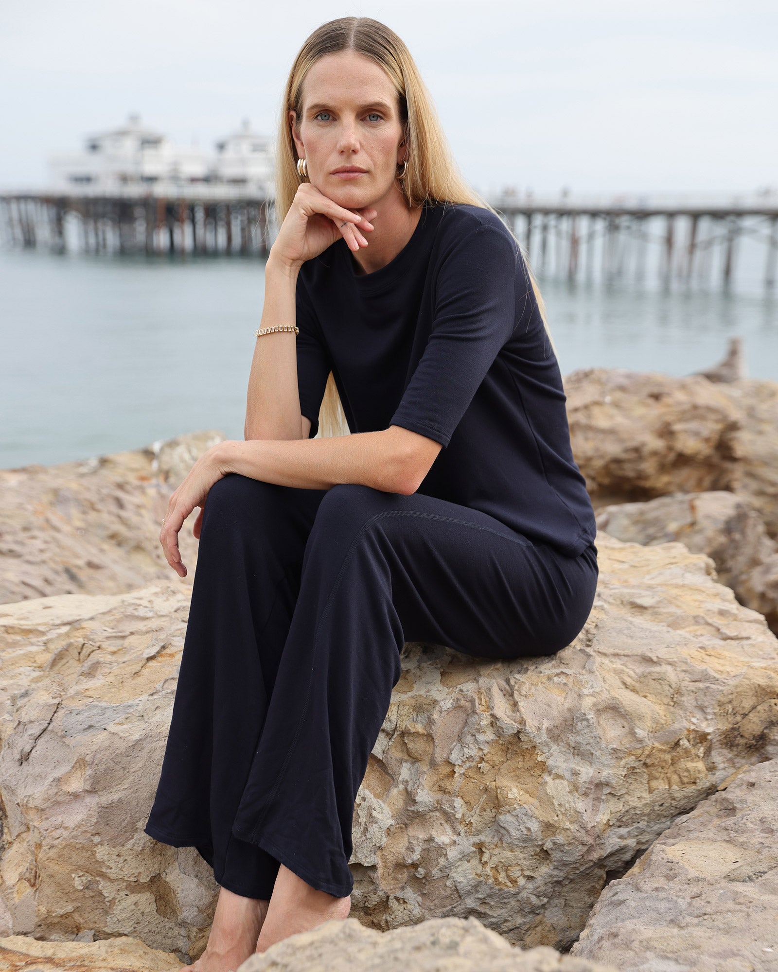 Navy | The Elbow Sleeve Classic Crew by Bleusalt