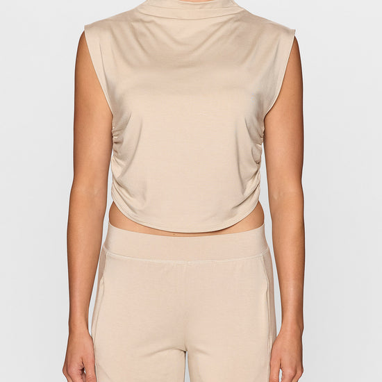 Stone | The Nina Top: A beige Sleeveless top by Bleusalt