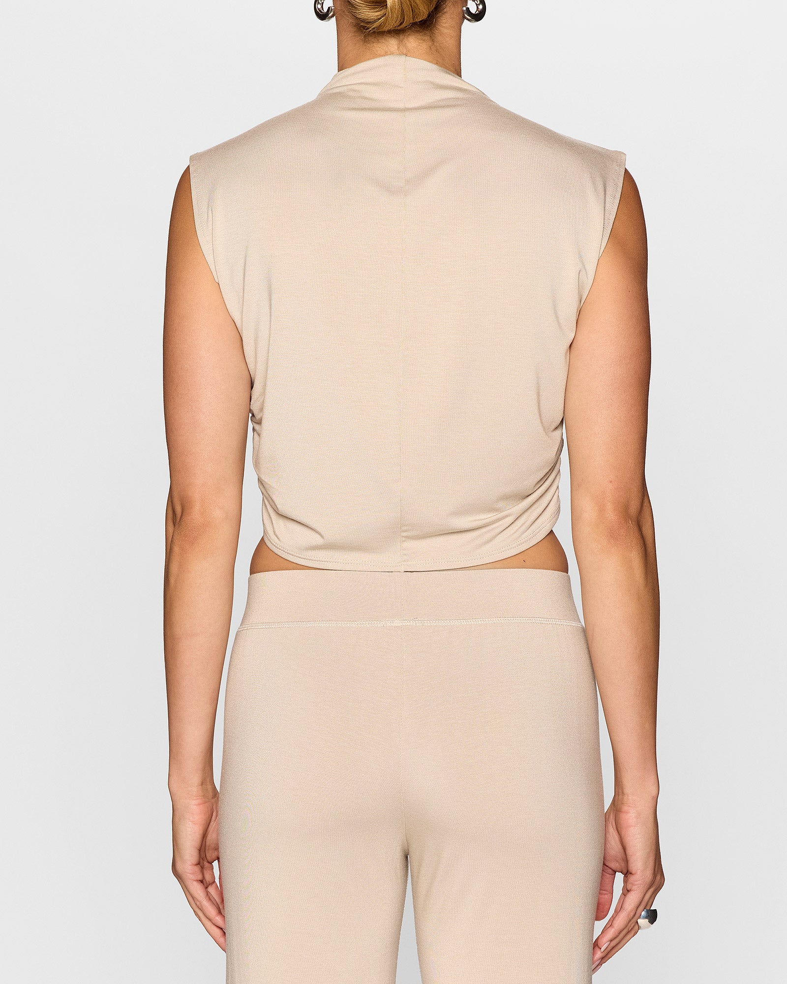 Stone | The Nina Top: A beige Sleeveless top by Bleusalt