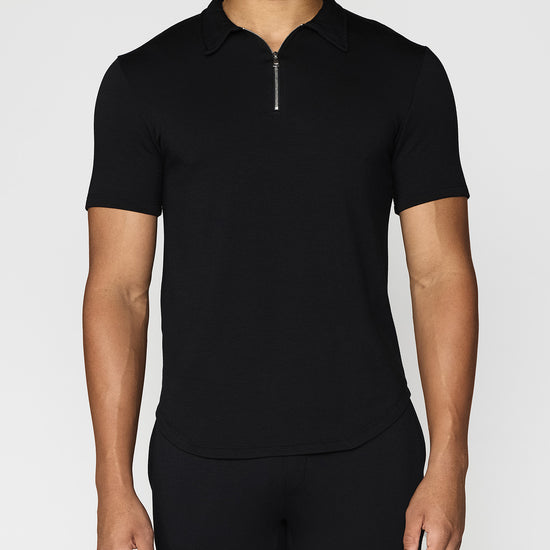Black | Men's Zip Polo Front