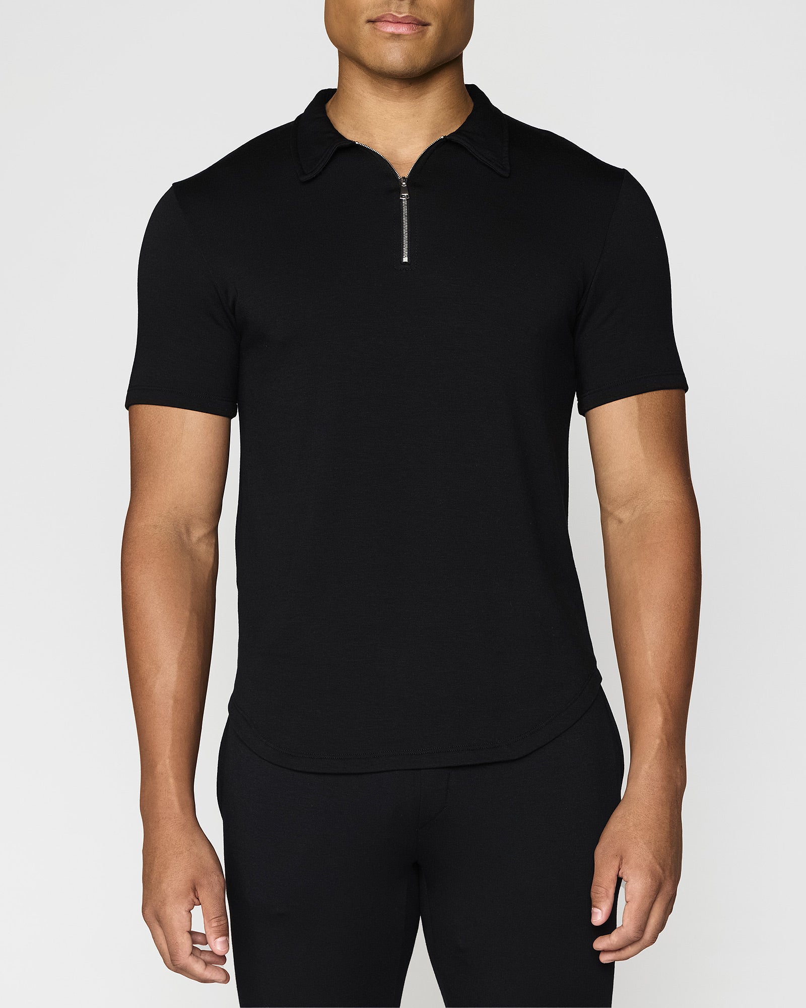 Black | Men's Zip Polo Front