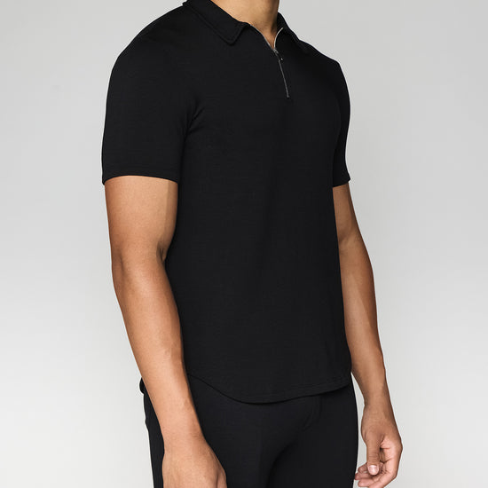 Black | Men's Zip Polo Angle
