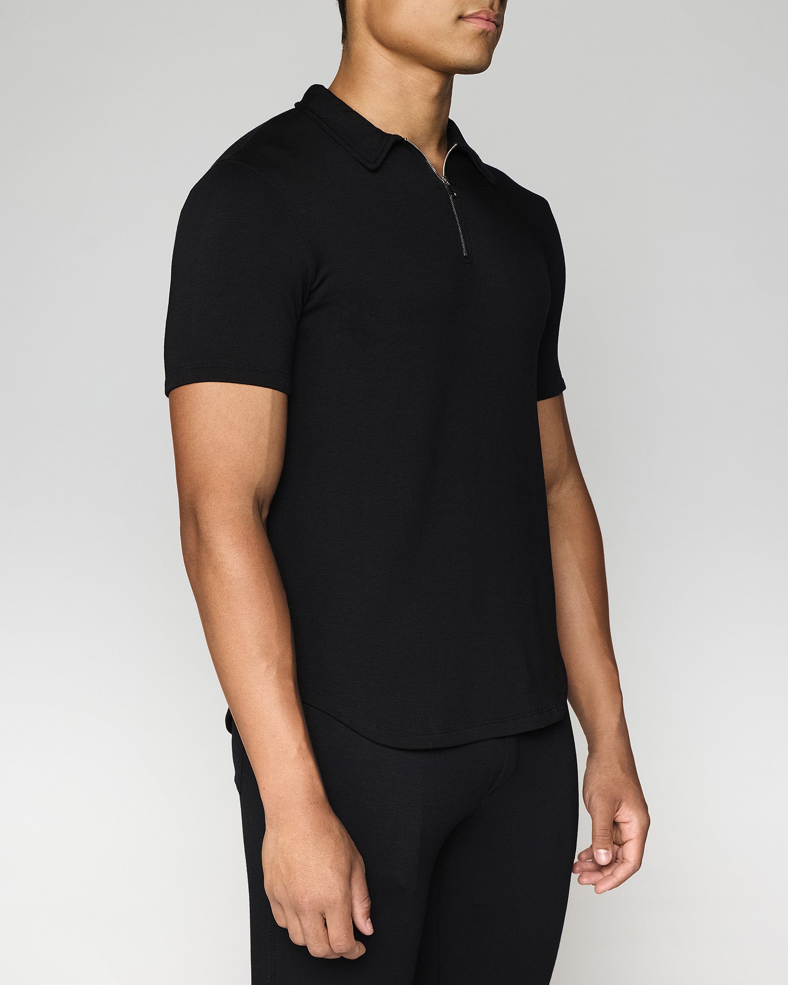 Black | Men's Zip Polo Angle