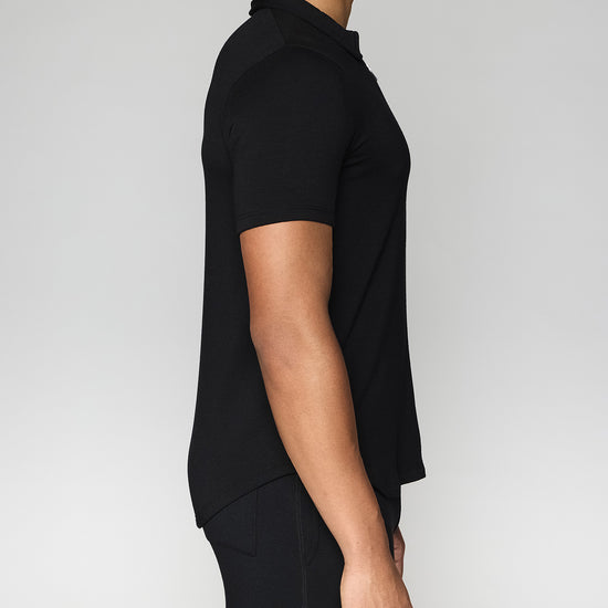 Black | Men's Zip Polo Side