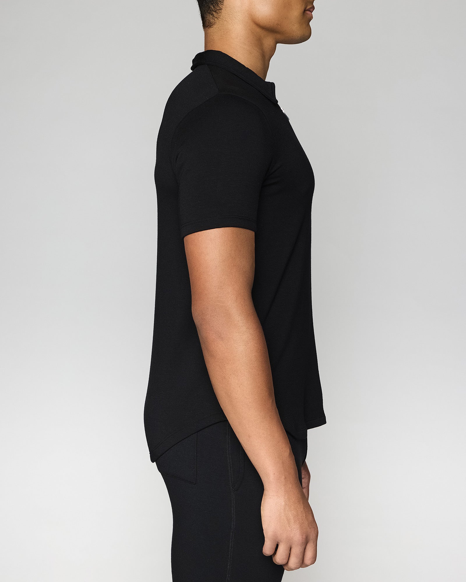 Black | Men's Zip Polo Side