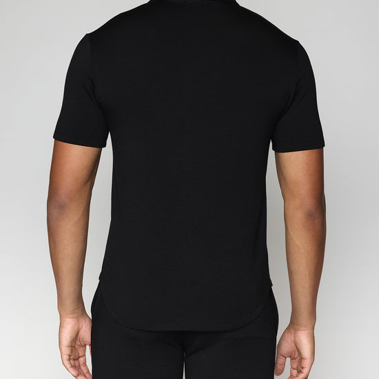 Black | Men's Zip Polo Back
