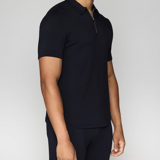 Navy | Men's Zip Polo Angle