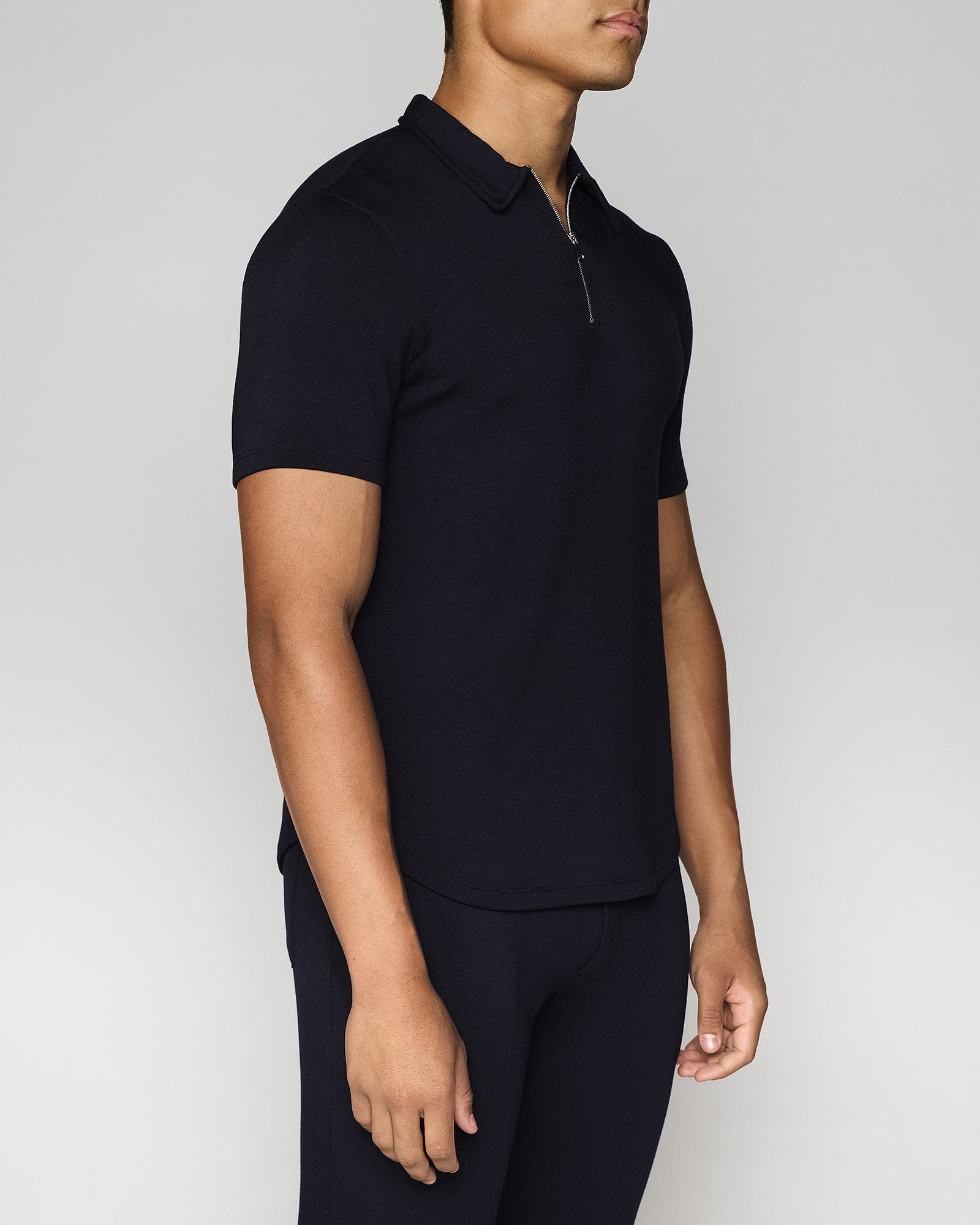 Navy | Men's Zip Polo Angle