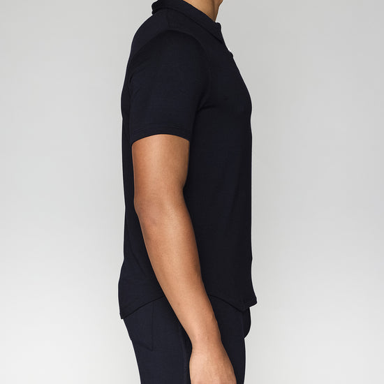 Navy | Men's Zip Polo Side