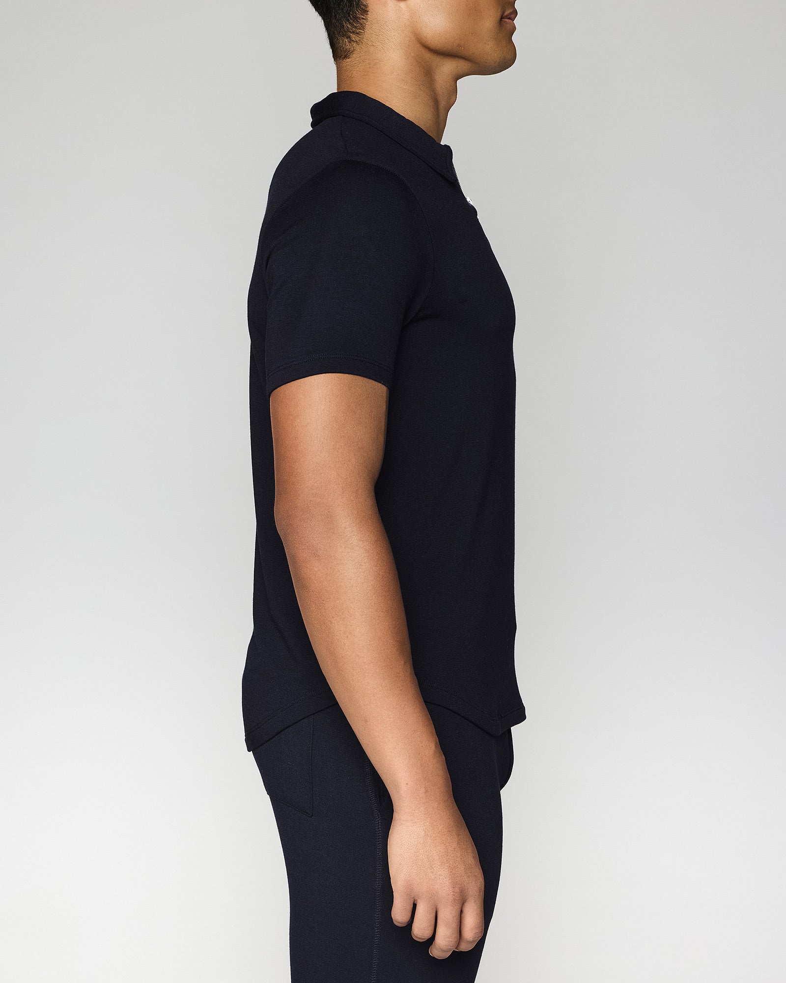 Navy | Men's Zip Polo Side
