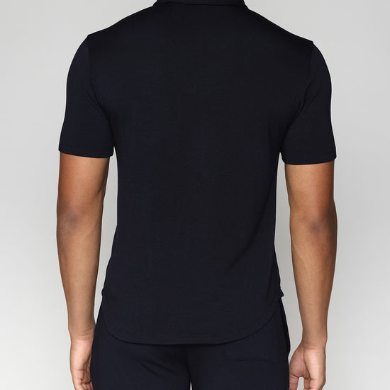 Navy | Men's Zip Polo Back