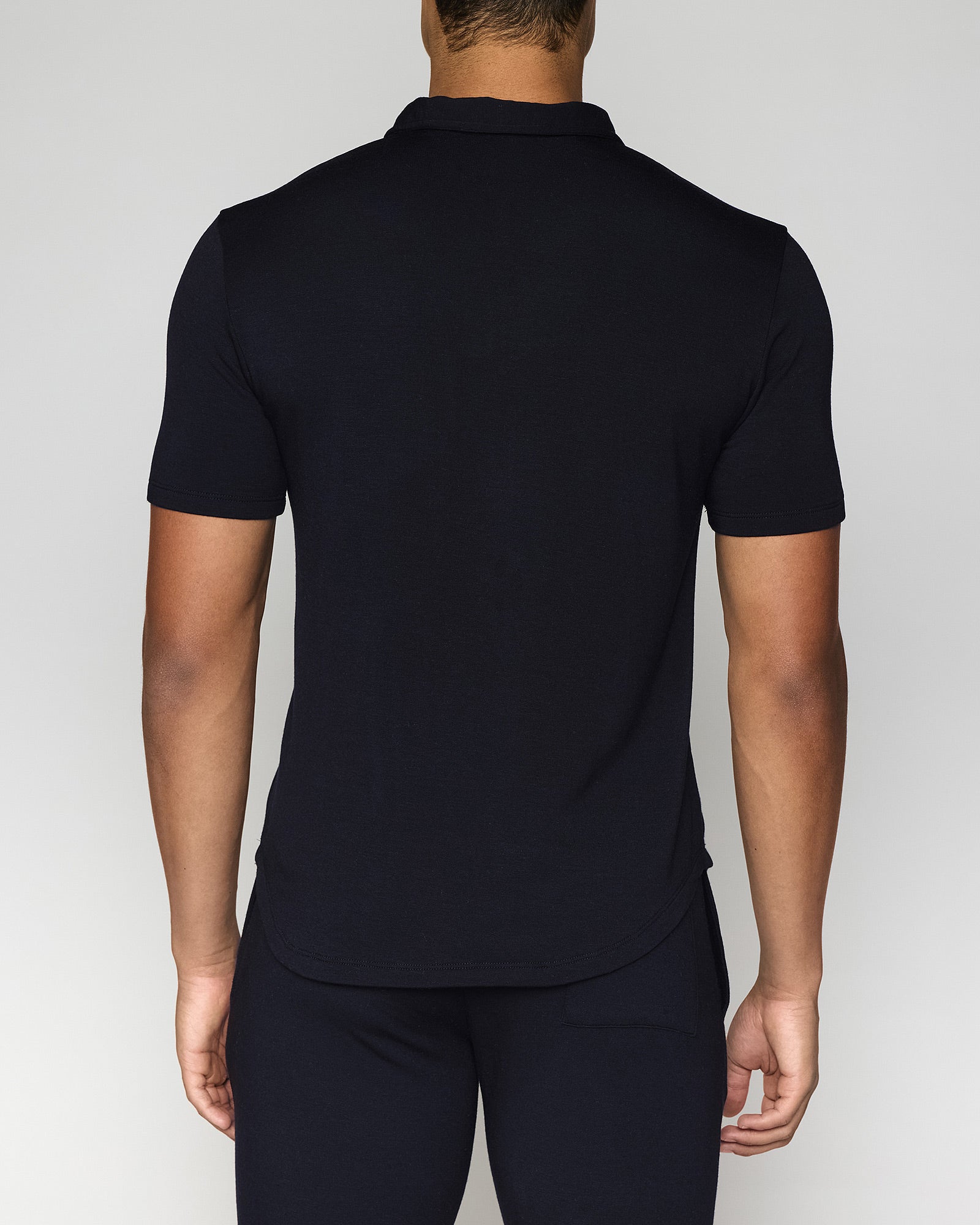 Navy | Men's Zip Polo Back
