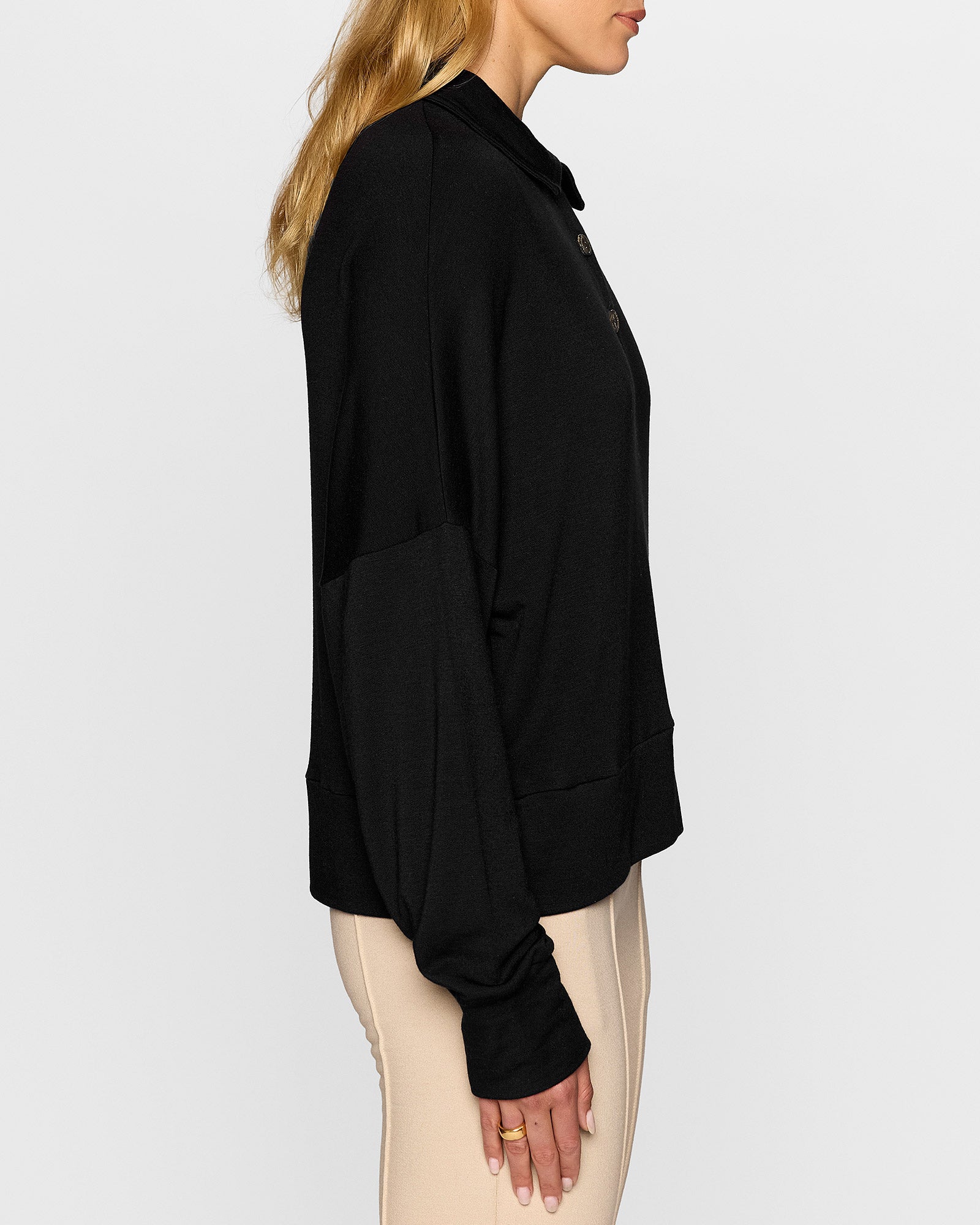 Black | The Long Sleeve Oversized Polo
