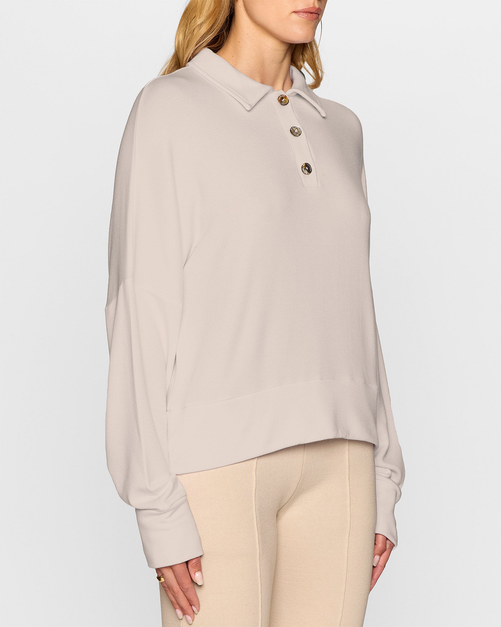 Stone | The Long Sleeve Oversized Polo