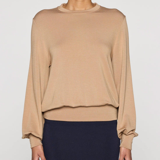 Camel | Womens Bubble Crew Long Sleeve