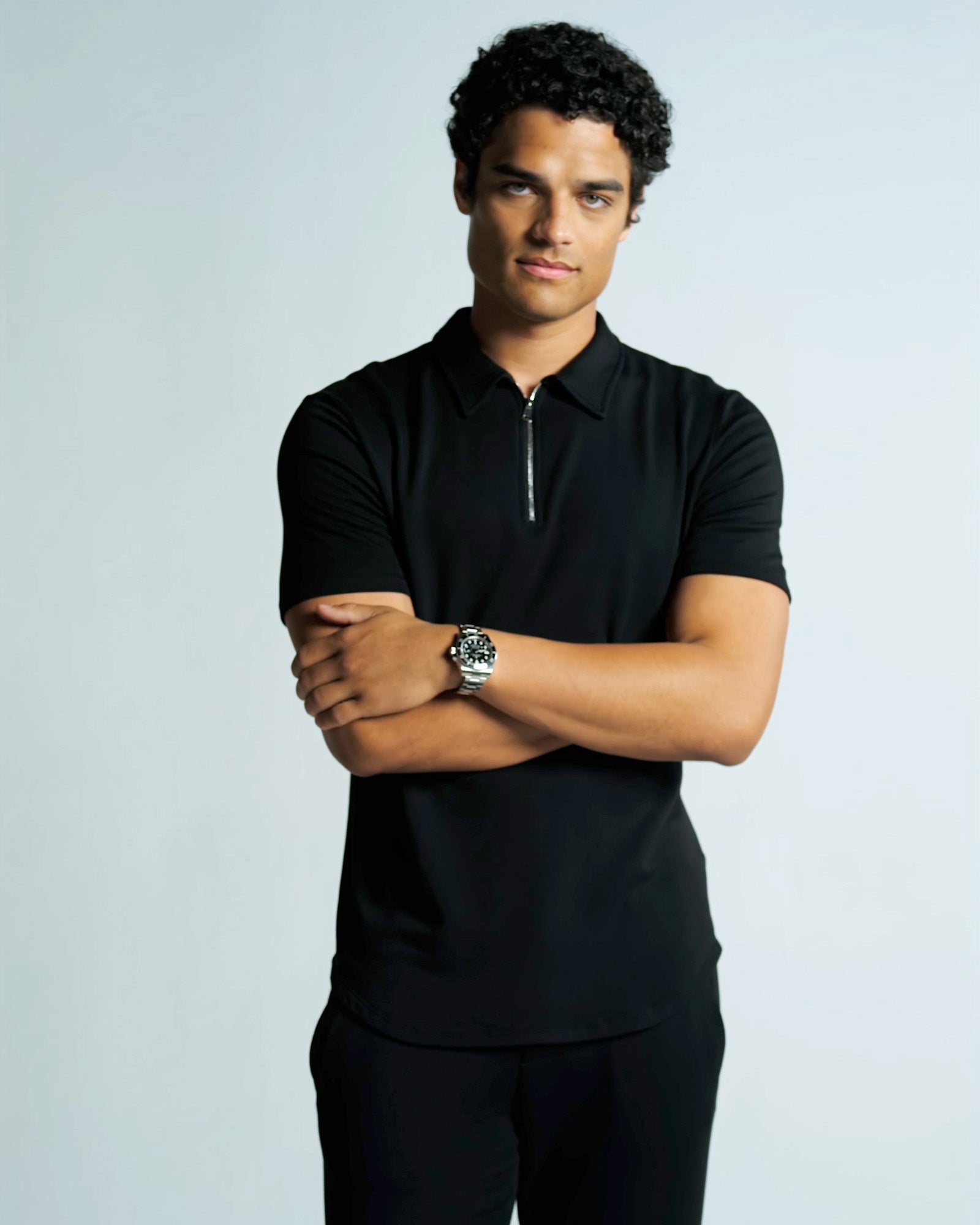 The Men's Zip Polo, Black / 2 The Men's Zip Polo, Black / 2