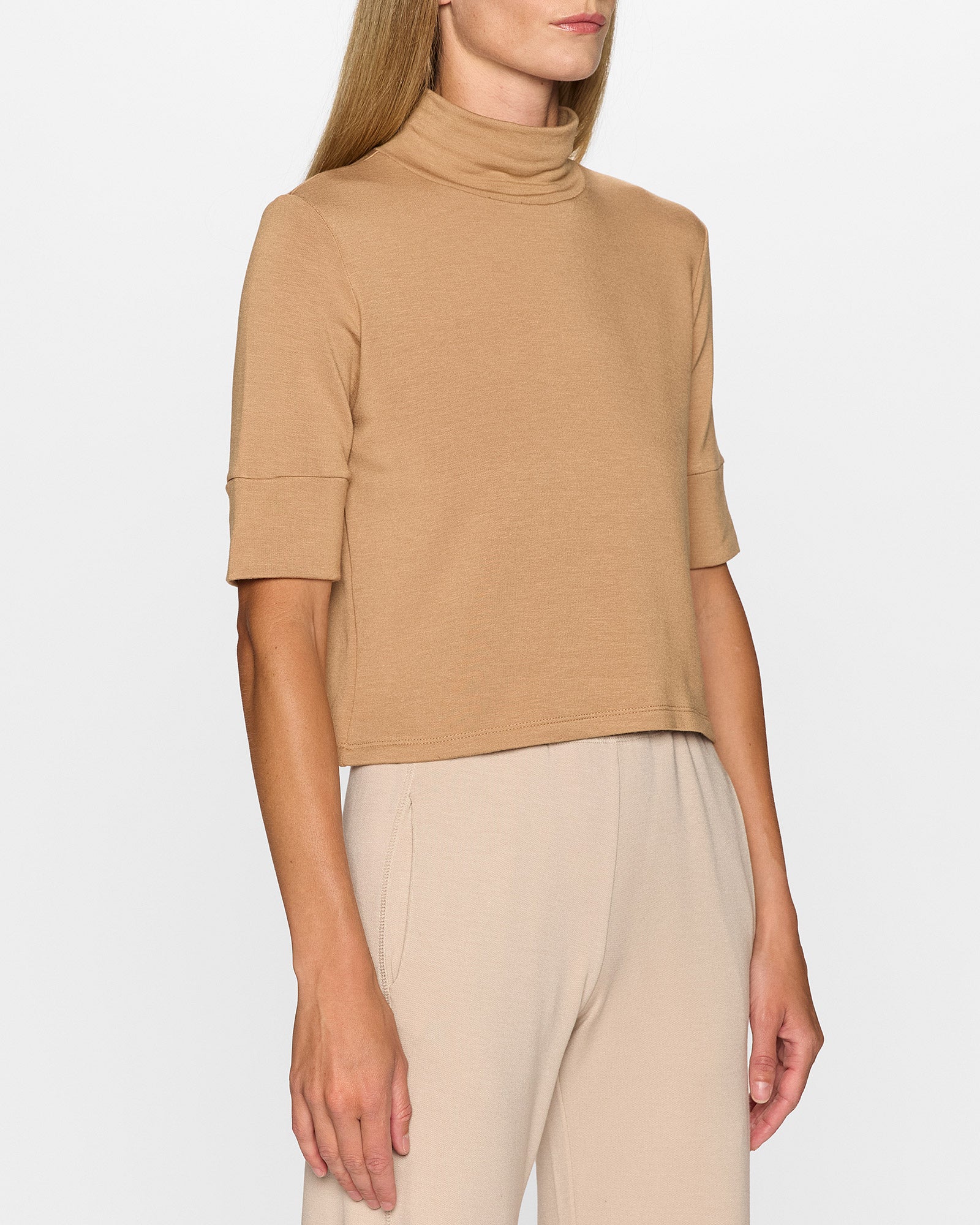 Camel | The Mock Neck Top by Bleusalt