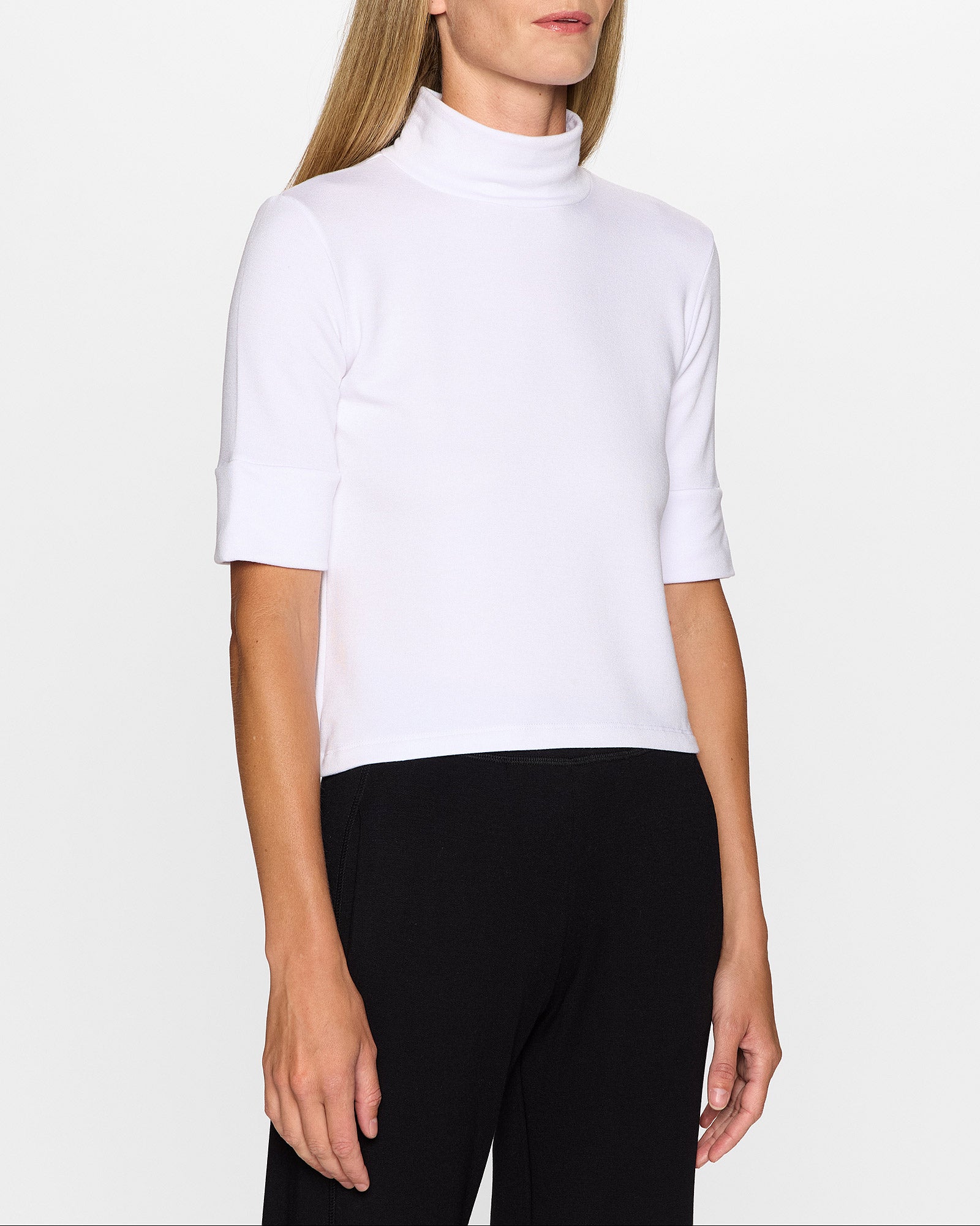 White | Mockneck Top by Bleusalt