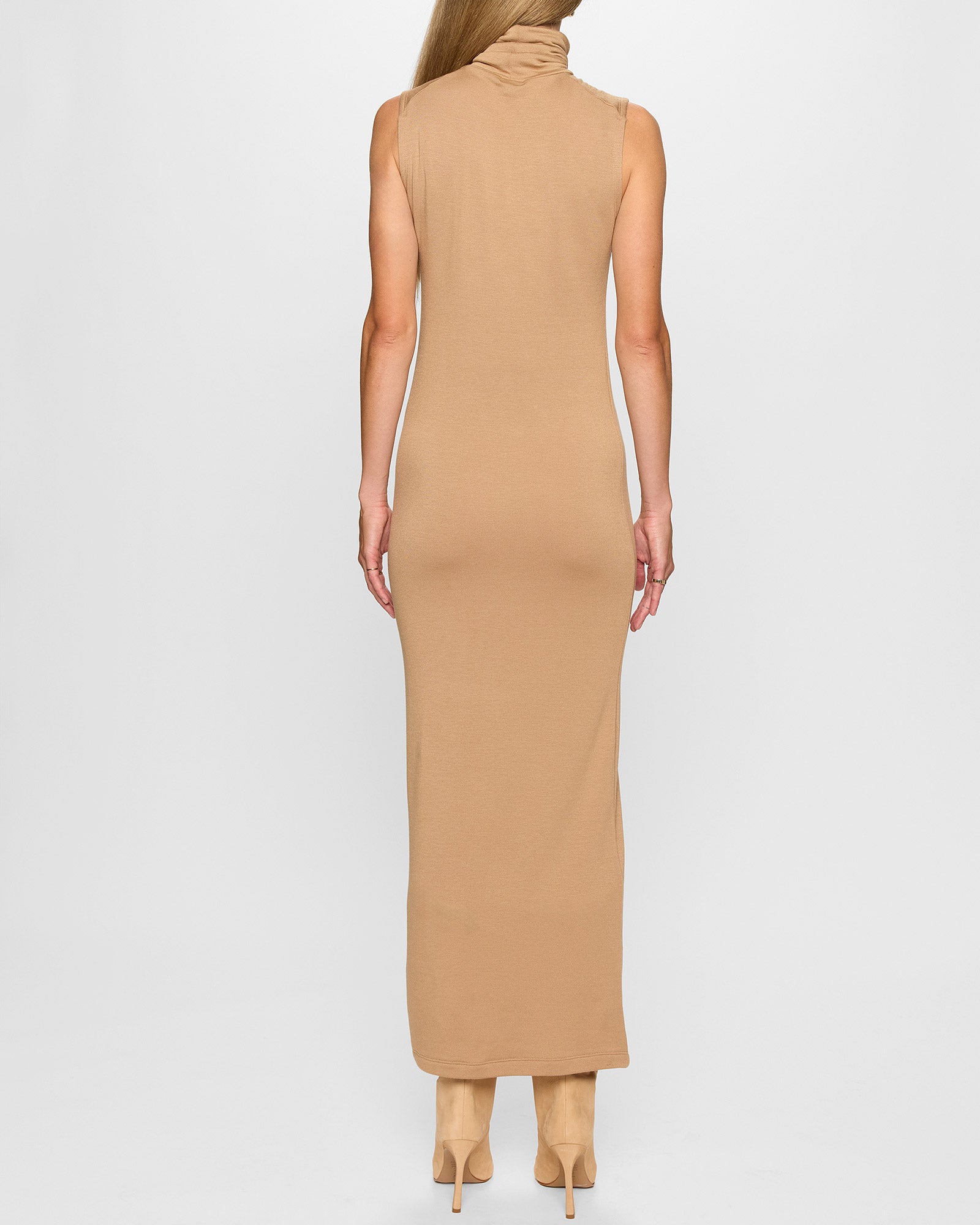 Camel | The Sleeveless Turtleneck Dress by Bleusalt