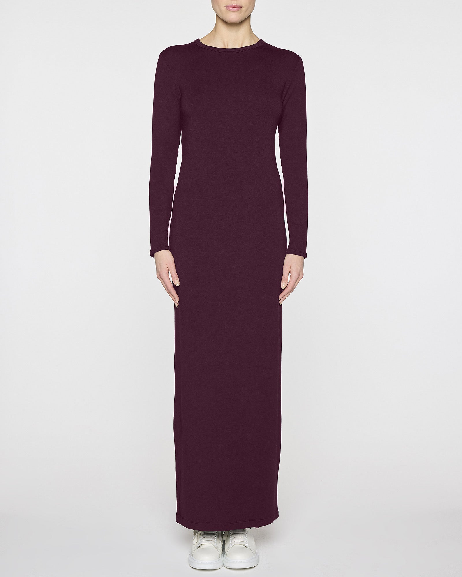 Bordeaux | Women's Long Sleeve Crew Neck Dress
