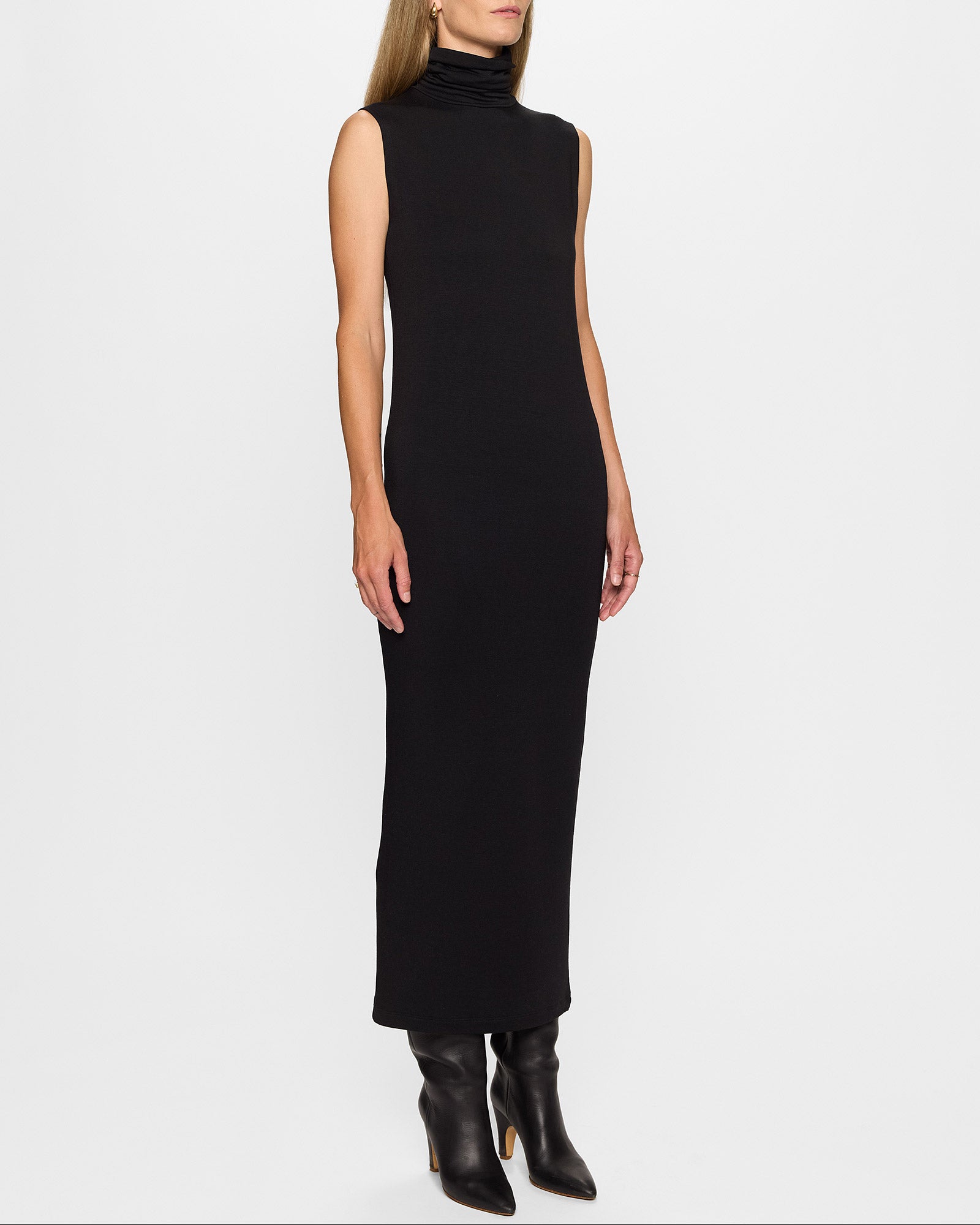 Black | The Sleeveless Turtleneck Dress by Bleusalt