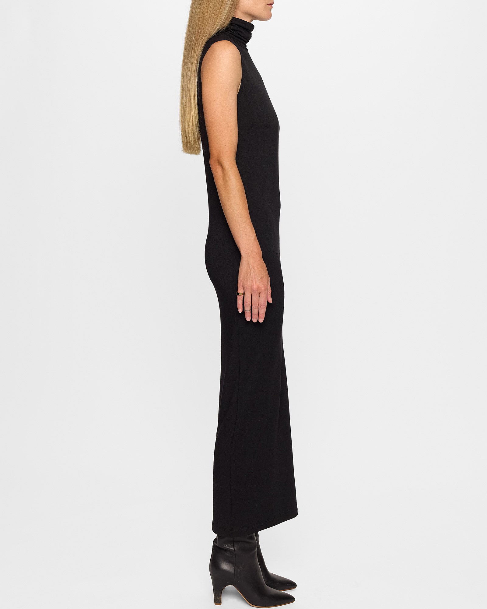 Black | The Sleeveless Turtleneck Dress by Bleusalt