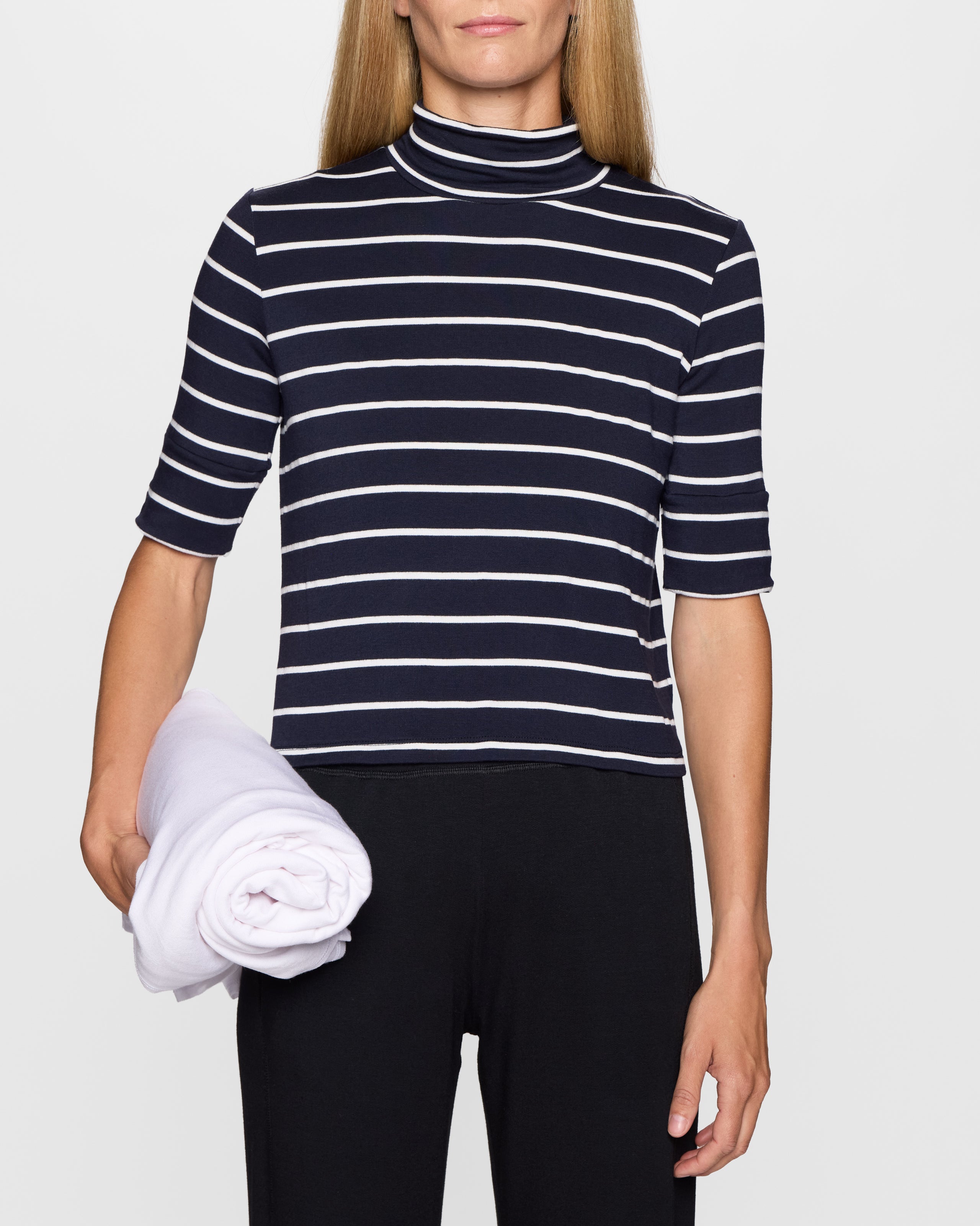 Navy Stripe | The Mock Neck Top