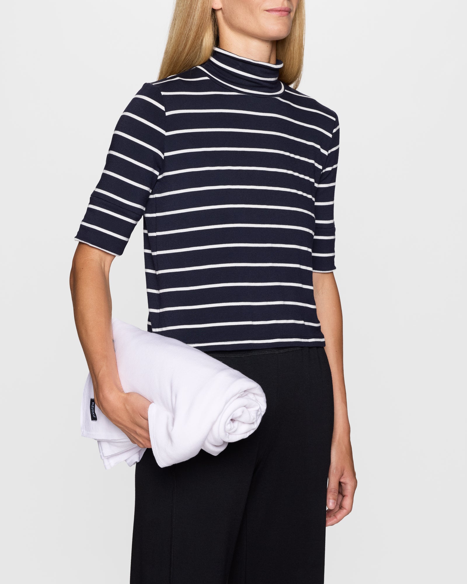 Navy Stripe | The Mock Neck Top