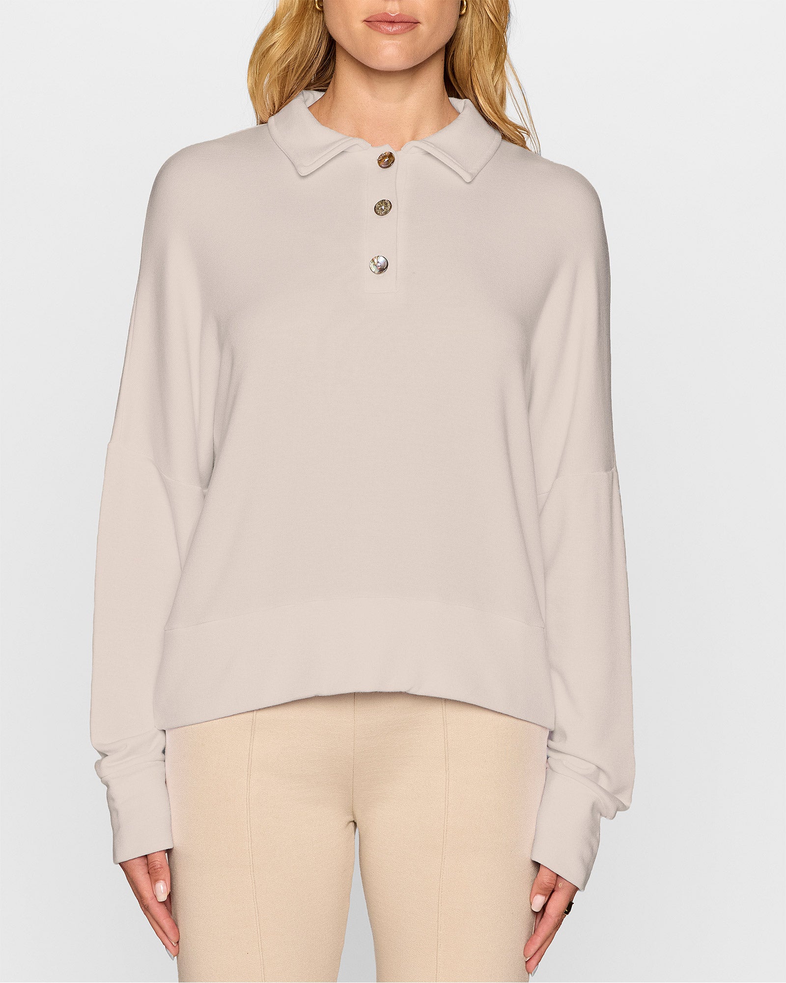 Stone | The Long Sleeve Oversized Polo