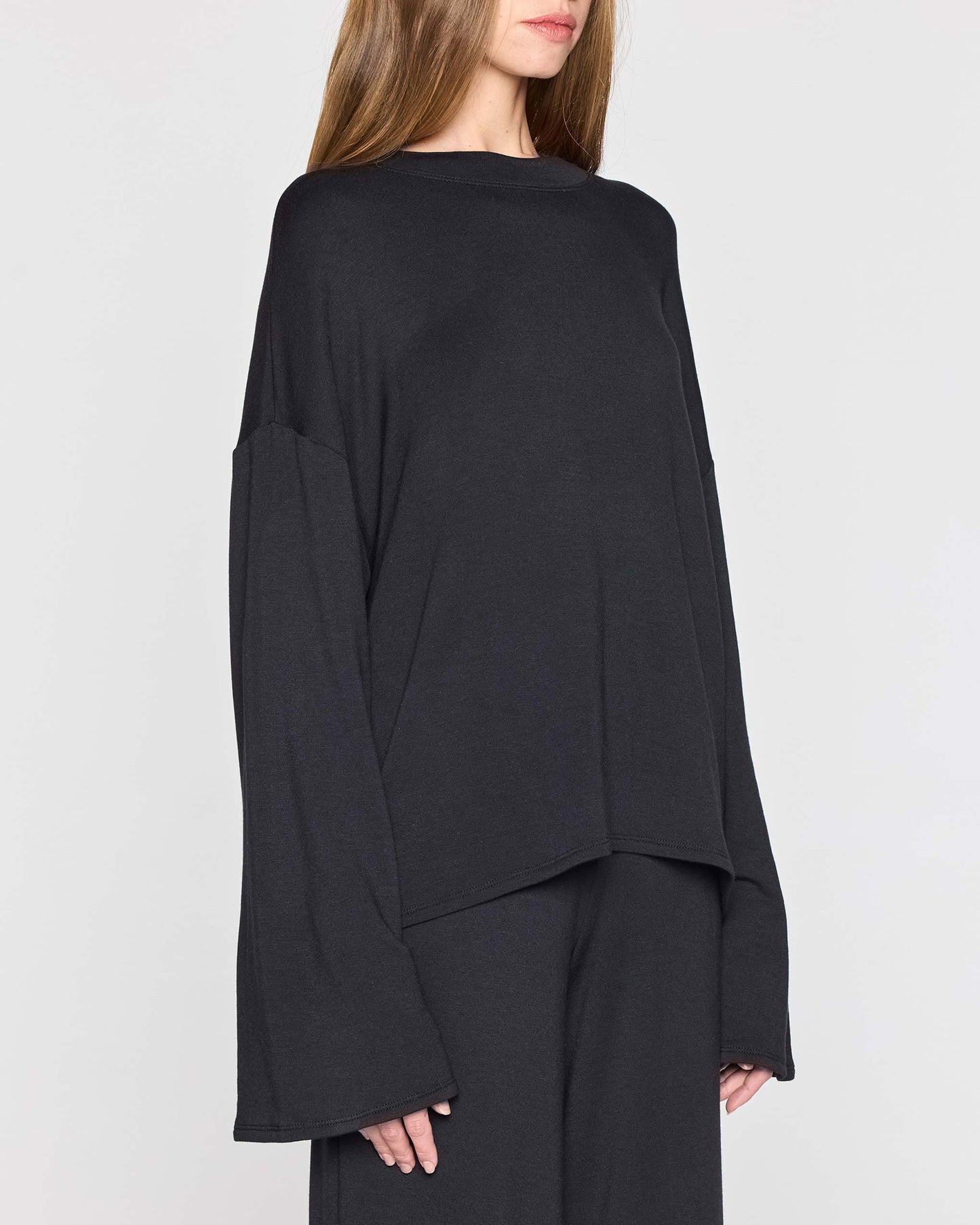 Black | The Bell Sleeve Crew Angle