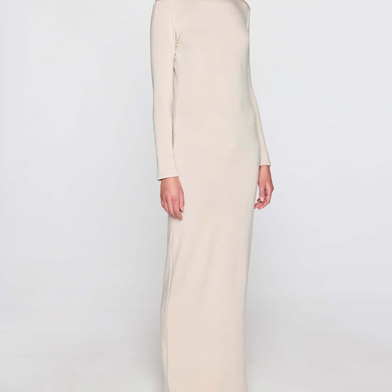 Stone | Long Sleeve Crew Dress Angle