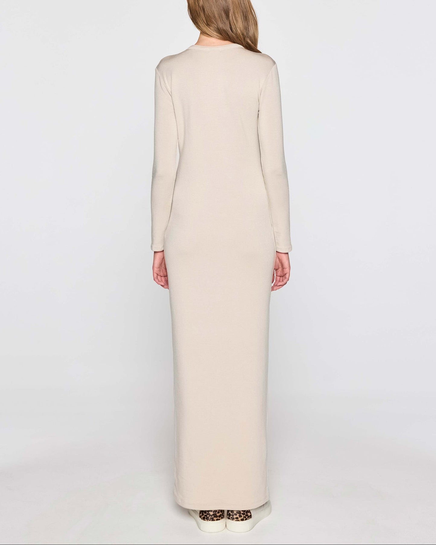 Stone | Long Sleeve Crew Dress Back