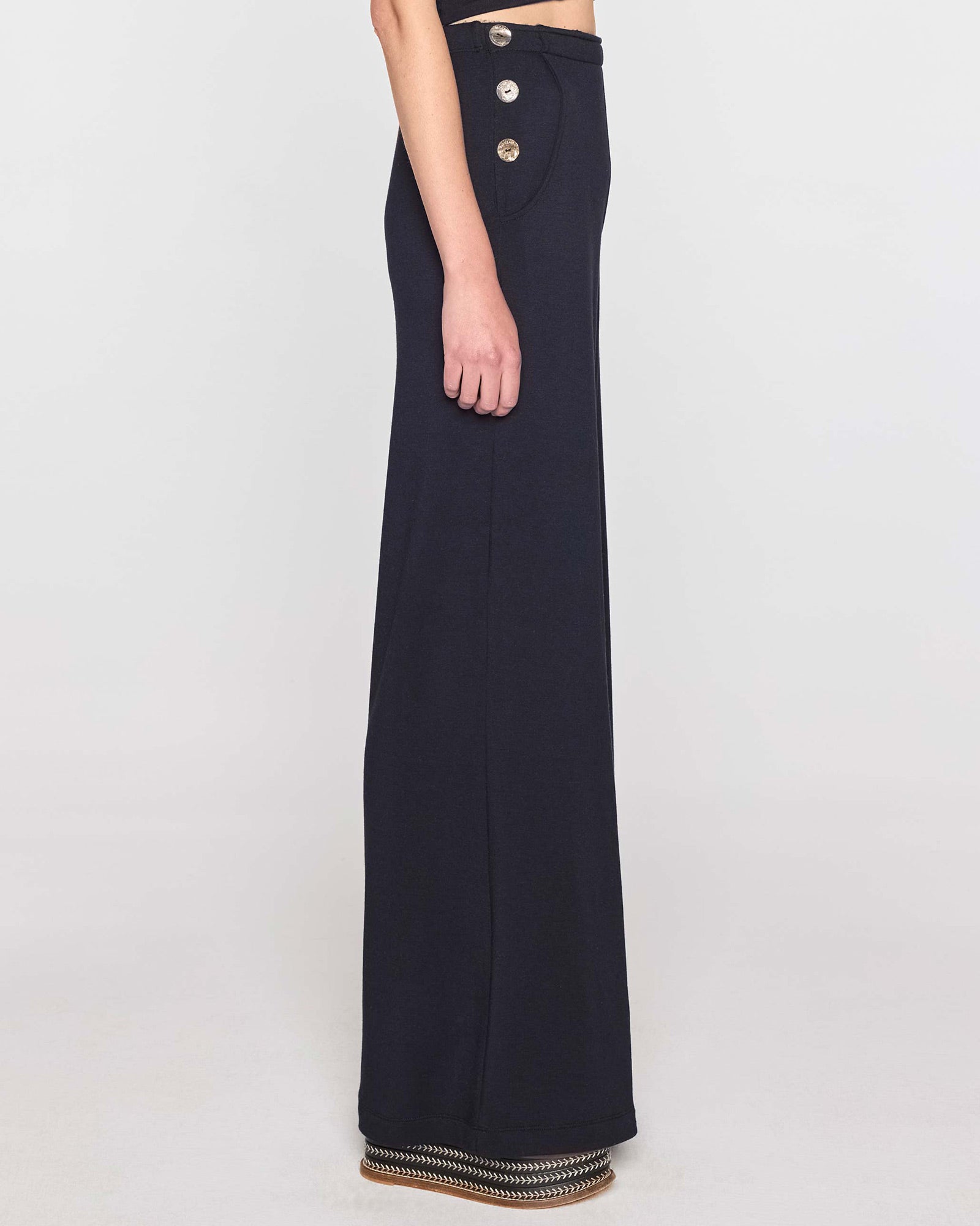 Navy | Palazzo Sailor Pant Side