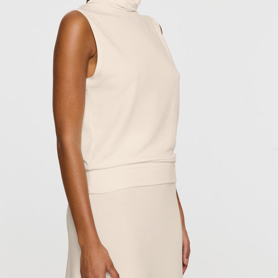 Stone | The Sleeveless Turtleneck Angle