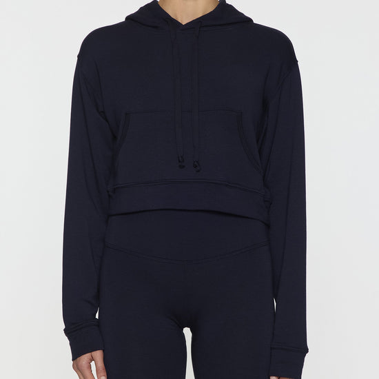 Navy | Kaia Crop Skater Hoodie design with Kaia Gerber