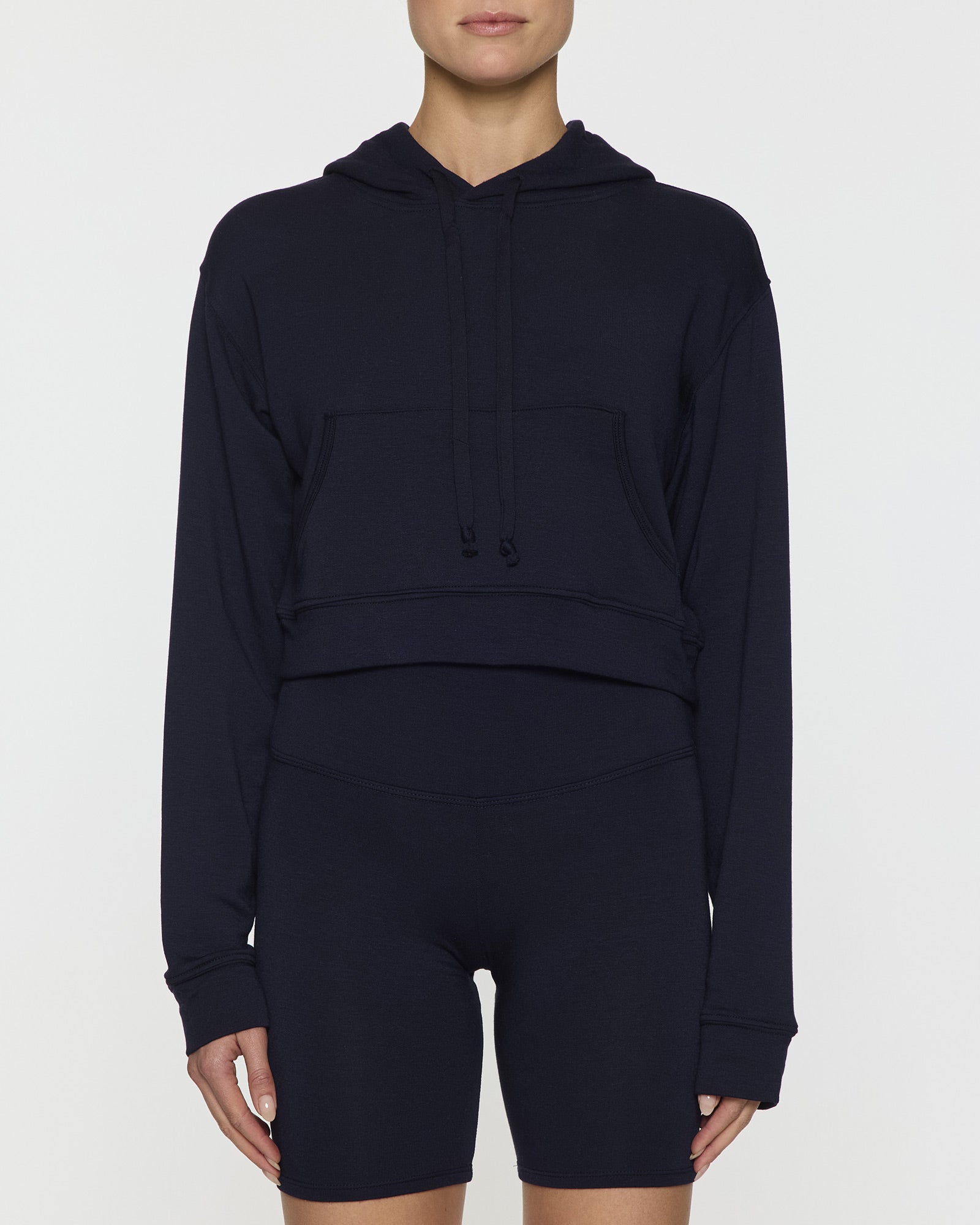 Navy | Kaia Crop Skater Hoodie design with Kaia Gerber