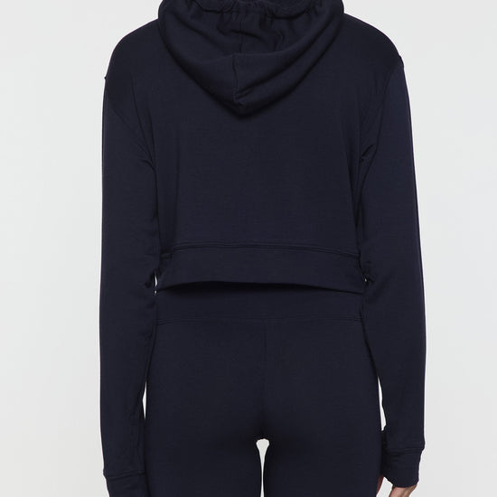 Navy | Kaia Crop Skater Hoodie designed with Kaia Gerber